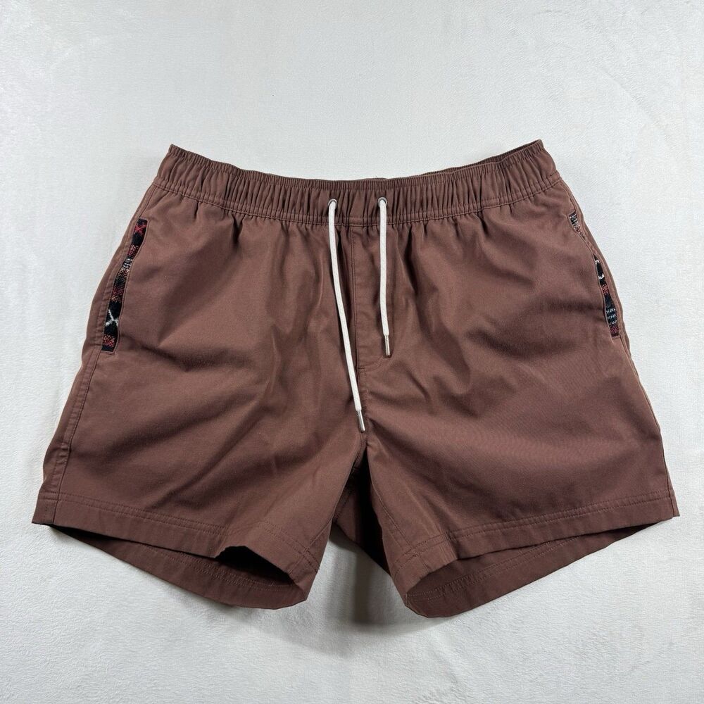 Wowie Shorts Mens Medium Brown Performance Activewear Elastic Waist Pockets 4.5”